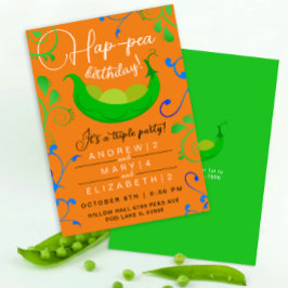 Stilvolle Erbsen in einem orangefarbenen Party Einladung