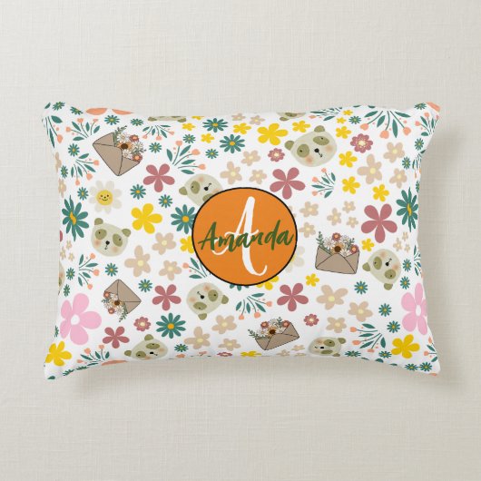 Stilvolle erste monogramm Kinderzimmer Mädchen pin Dekokissen (Vorderseite)