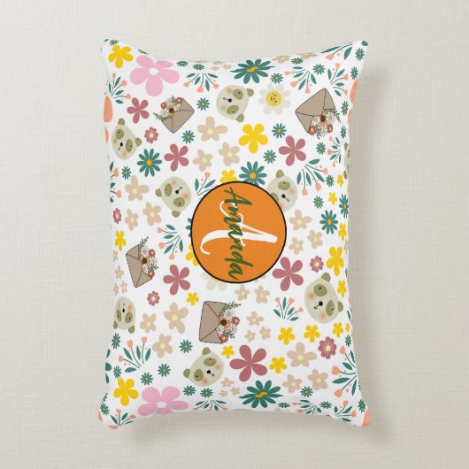 Stilvolle erste monogramm Kinderzimmer Mädchen pin Dekokissen (Vorderseite(Vertikal))