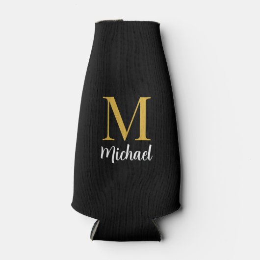 Stilvolle erste Vorlage Modernes Gold Monogram Flaschenkühler (Vorderseite)