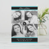 Stilvolle Ersteinladung des Abschlusses - Türkis Einladung (Stehend Vorderseite)