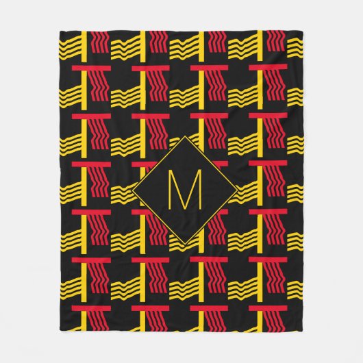 Stilvolle Ethnic Geometric Monogram Fleecedecke (Vorderseite)