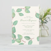 Stilvolle Eukalyptus-Grünschrift Einladung (Stehend Vorderseite)