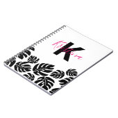 Stilvolle Exotic Black Monstera Blätter Personalis Notizblock (Linke Seite)