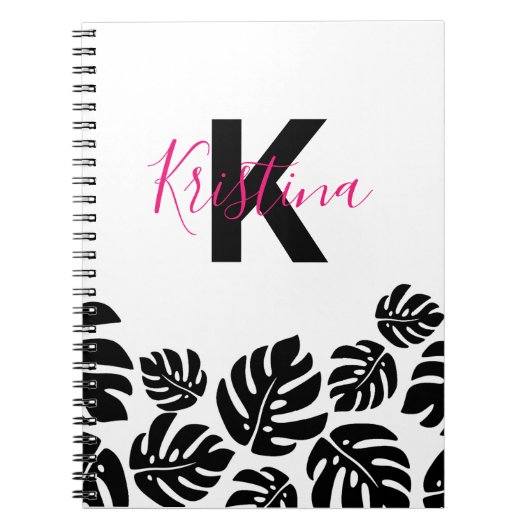 Stilvolle Exotic Black Monstera Blätter Personalis Notizblock (Vorderseite)