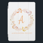 Stilvolle Fall Floral Watercolor Boho Personalisie iPad Pro Cover<br><div class="desc">Hübscher handgemalter Wasserfarbenblumenkranz in hübschen Herbstfarben,  personalisiert mit Ihrem Namen und Initial.</div>