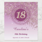 Stilvolle Falling Rose Gold Glitzer 18. Geburtstag Weinetikett (Einzelnes Label)