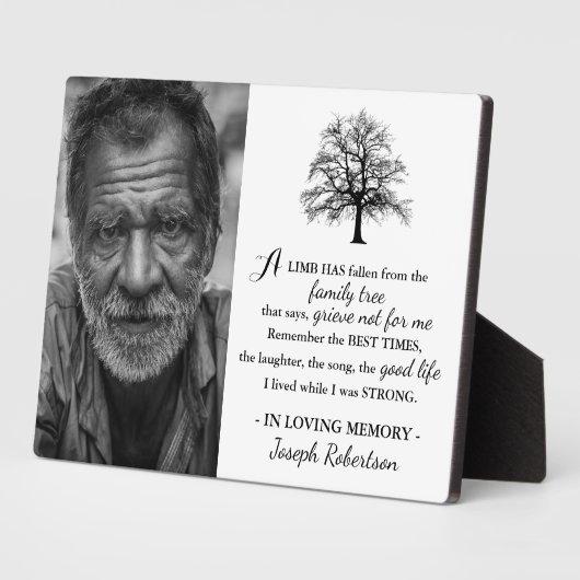 Stilvolle Familienbaum | Foto Keepake Memorial Fotoplatte (Seite)