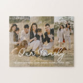 Stilvolle Familienfoto-Collage Script Typografie Puzzle (Horizontal)