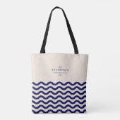 Stilvolle Familienurlaube Navy Blue Tropical Waves Tasche (Rückseite)
