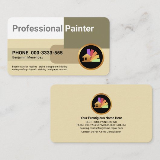 Stilvolle Farbblockmuster - Maler Visitenkarte (Vorne/Hinten)