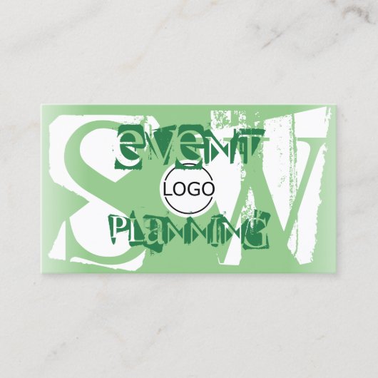 Stilvolle Farbe Grün mit Logo und Monogramm Visitenkarte (Vorderseite)