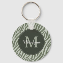 Stilvolle Farbe Grün Zebra Print Monogram und Name
