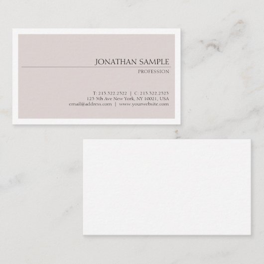 Stilvolle Farben Design Beruflich Sleek Chic Visitenkarte (Vorne/Hinten)
