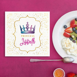 Stilvolle Farben Prinzessin Crown Tiara Wasserfarb Serviette