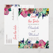 Stilvolle Farbenflorale Bouquet Design Ankündigungspostkarte (Vorne/Hinten)