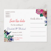 Stilvolle Farbenflorale Bouquet Design Ankündigungspostkarte (Rückseite)