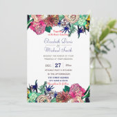 Stilvolle Farbenflorale Bouquet Design Einladung (Stehend Vorderseite)