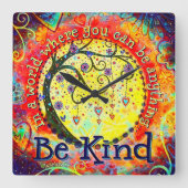Stilvolle farbenfrohe Bäume Whimsical Kindness Zit Quadratische Wanduhr (Vorderseite)