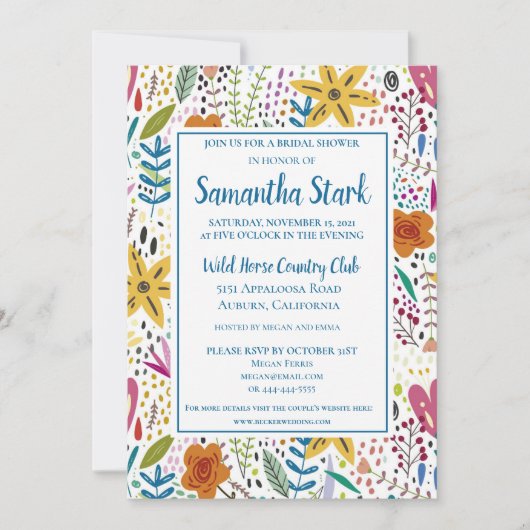 Stilvolle farbenfrohe Blume Einladung (Vorderseite)
