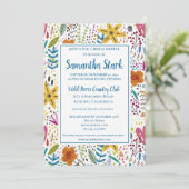 Stilvolle farbenfrohe Blume Einladung (Stehend Vorderseite)