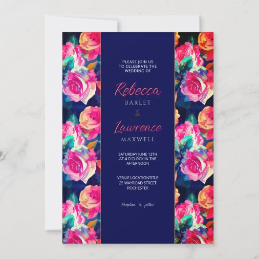 Stilvolle farbenfrohe Blume Einladung (Vorderseite)