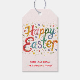 Stilvolle farbenfrohe florale Frohe Ostern Geschenkanhänger