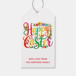 Stilvolle farbenfrohe florale Frohe Ostern Geschenkanhänger