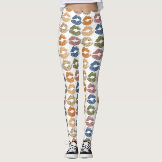 Stilvolle farbenfrohe Lippen Leggings (Vorderseite)