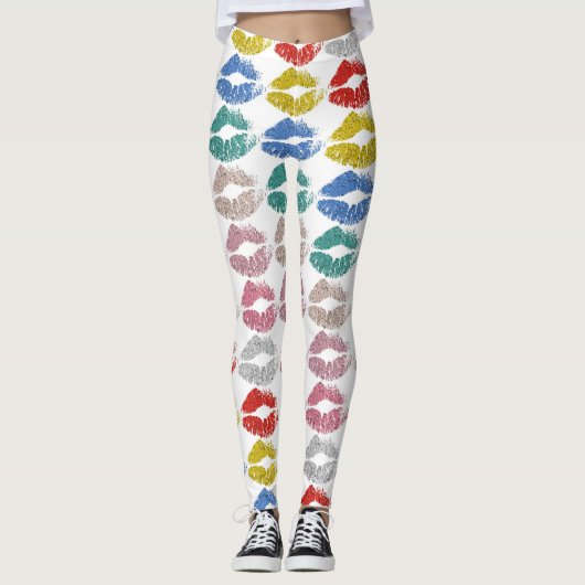 Stilvolle farbenfrohe Lips #36 Leggings (Vorderseite)