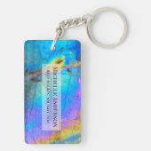 Stilvolle farbenfrohe Marmorplatte Stone Moderner Schlüsselanhänger (Rückseite)