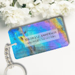 Stilvolle farbenfrohe Marmorplatte Stone Moderner  Schlüsselanhänger<br><div class="desc">Atemberaubende und farbenfrohe Regenbogenfarben mit labradoritfarbenem Foto bilden die perfekte Kulisse für ein einfaches und modernes Design. Das ist eine Nahe eines echten Naturlabradoritsteins mit Blau, lila, Rosa, Gelb und Grün. Diese können für jedes Geschäft oder Individuum genutzt werden oder wären auch perfekt für eine Kristallwerkstatt! Fügen Sie ein motivierend...</div>