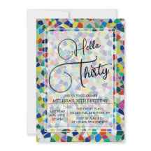 Stilvolle farbenfrohe Mosaik Hallo 30. Geburtstag