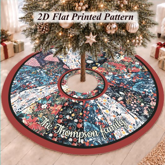 Stilvolle farbenfrohe Patchwork-Blumen-Weihnachtsb Polyester Weihnachtsbaumdecke