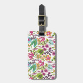 Stilvolle farbenfrohe Sommer-Tropenblumenmuster Gepäckanhänger (Vorderseite vertikal)