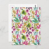 Stilvolle farbenfrohe Sommer-Tropenblumenmuster Postkarte (Vorne/Hinten)
