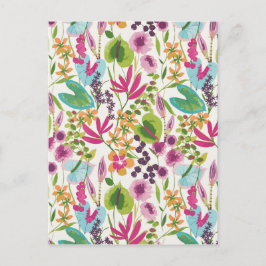 Stilvolle farbenfrohe Sommer-Tropenblumenmuster Postkarte