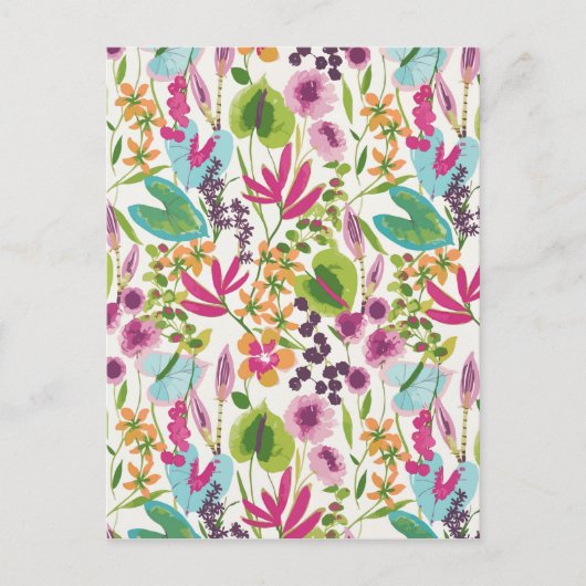 Stilvolle farbenfrohe Sommer-Tropenblumenmuster Postkarte (Vorderseite)