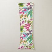 Stilvolle farbenfrohe Sommer-Tropenblumenmuster Seitenschläferkissen (Vorderseite Vertikal)