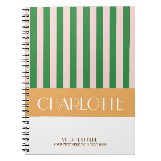 Stilvolle farbenfrohe Streifen Personalisiert Mit Notizblock (Vorderseite)