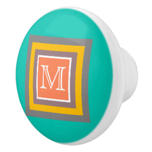Stilvolle Farbquadrat moderne Monogramm Keramikknauf