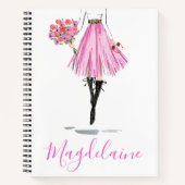 Stilvolle Fashion Pink Rock Blume Frauenjournal Notizblock (Vorderseite)