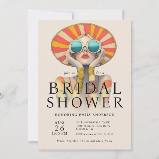 Stilvolle Fashionista Bridal Dusche Einladung (Vorderseite)