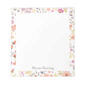 Stilvolle Federflormuster Personalisierter Name Notizblock (Vorderseite)