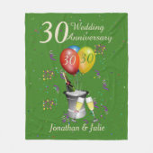 Stilvolle Feier zum 30. Hochzeitstag Grün Fleecedecke (Vorderseite)