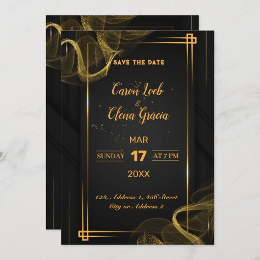 Stilvolle Feiern Einladung (Vorne/Hinten)