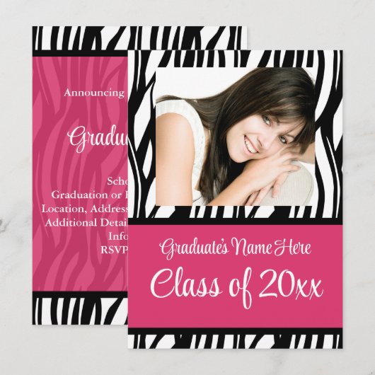 Stilvolle Feminine Abschluss oder Party Einladung (Vorne/Hinten)