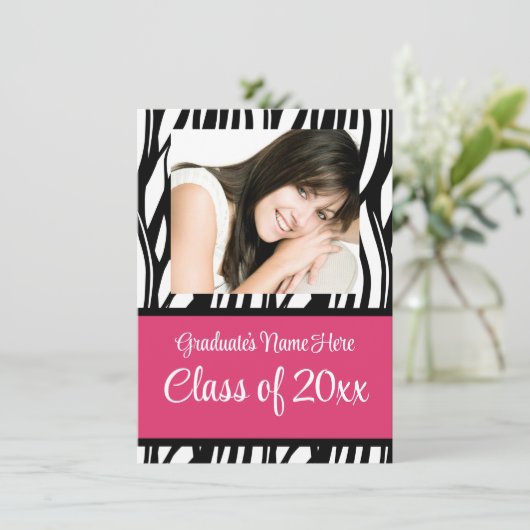 Stilvolle Feminine Abschluss oder Party Einladung (Stehend Vorderseite)