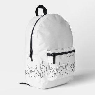 Stilvolle Feuerflamme Weiß Dunkelgrau Elegant Bedruckter Rucksack