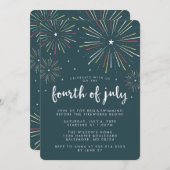 Stilvolle Fireworks-Amerikanische Unabhängigkeitst Einladung (Vorne/Hinten)